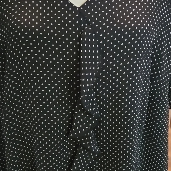 VTG Sag Harbor 2 pc Dress Midnight Blue White Polka Dots Layered Skirt size 2X - Picture 4 of 16